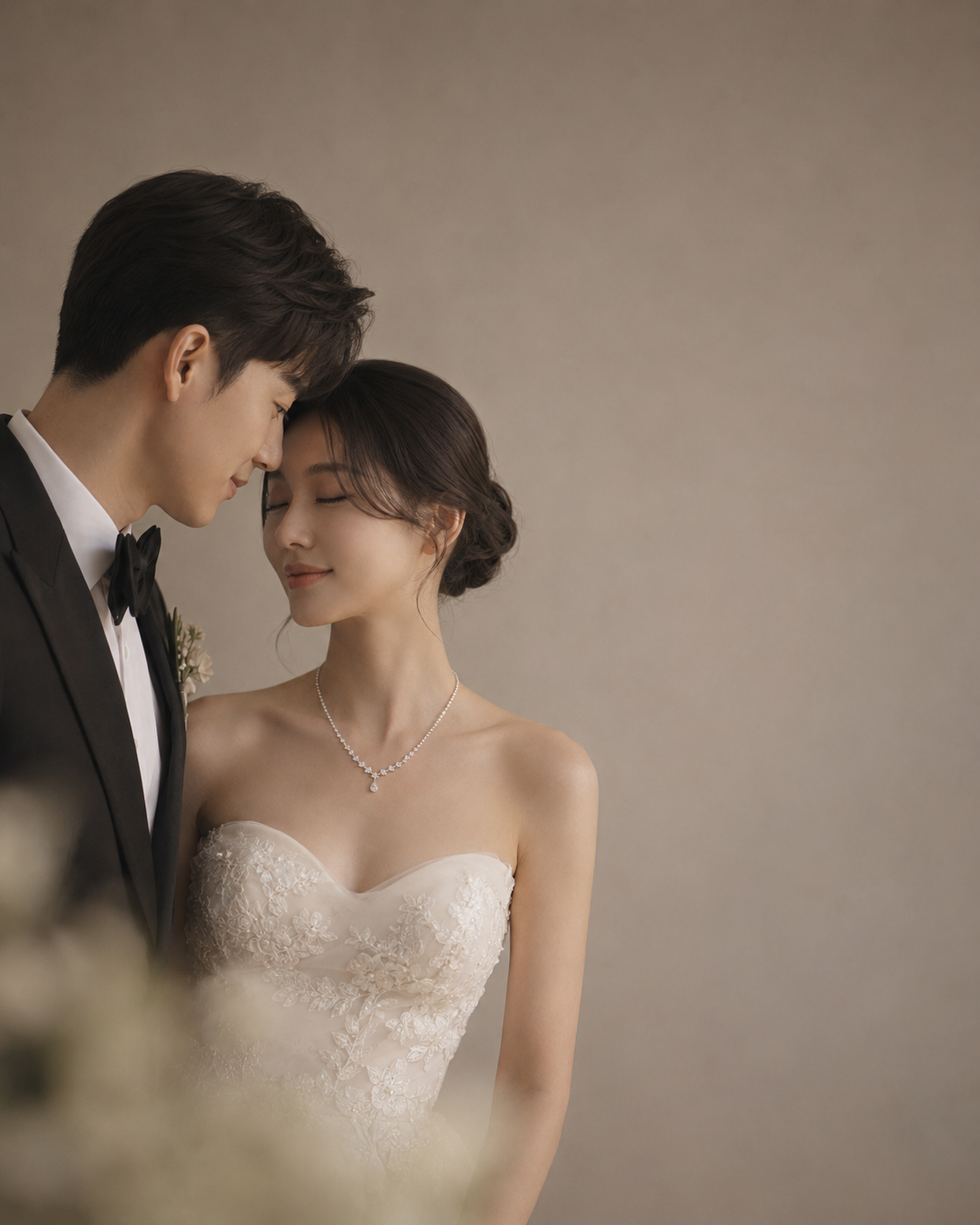 East Asian couple wearing Kimfook fine jewelry