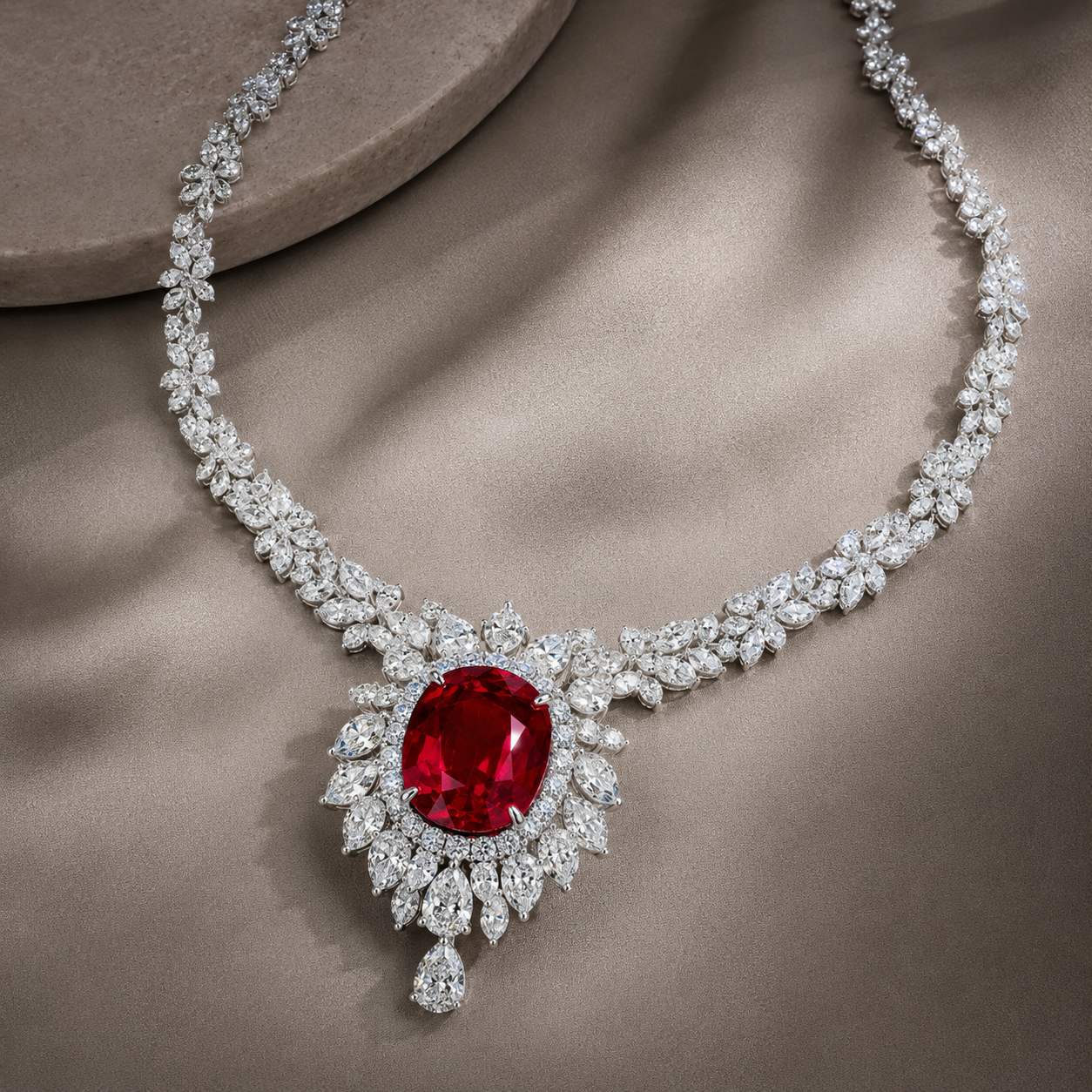 Pigeon blood ruby necklace