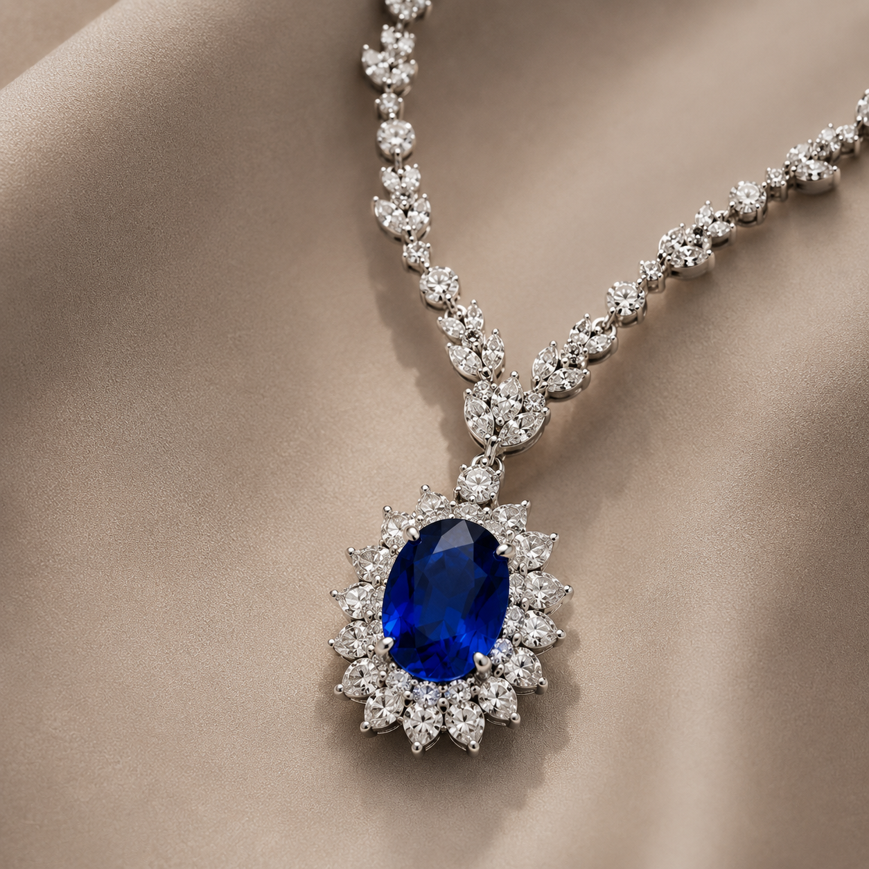 Royal blue sapphire necklace